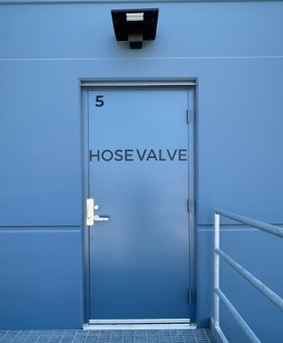 Construction decal on door Photo